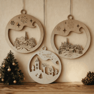 Dekoracja na okno bombka ze sklejki